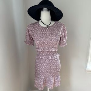 NWT Le Lis lavender floral mini dress with ruffles Size S **Accessories sold sep